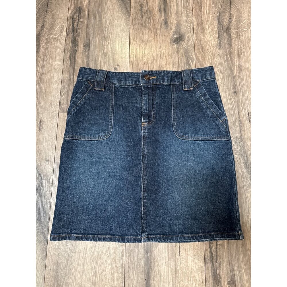 Route 66 Womens Y2K Denim Skirt Dark Wash Utility Pockets Stretch Jean Mini Skir